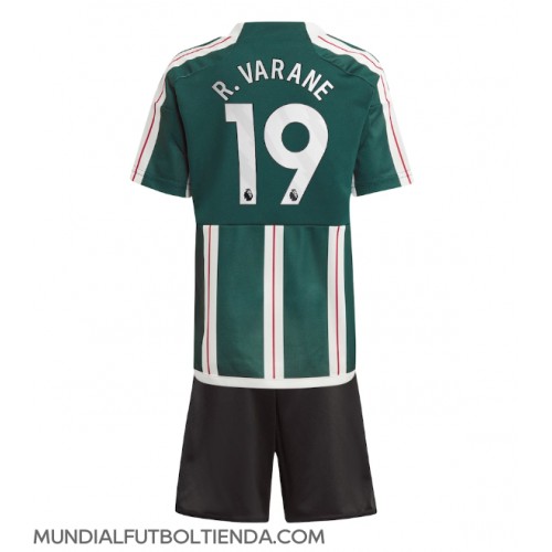 Camiseta Manchester United Raphael Varane #19 Segunda Equipación Replica 2023-24 para niños mangas cortas (+ Pantalones cortos)
